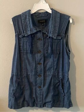 Talbots Dark Blue Denim Sleeveless Button Vest